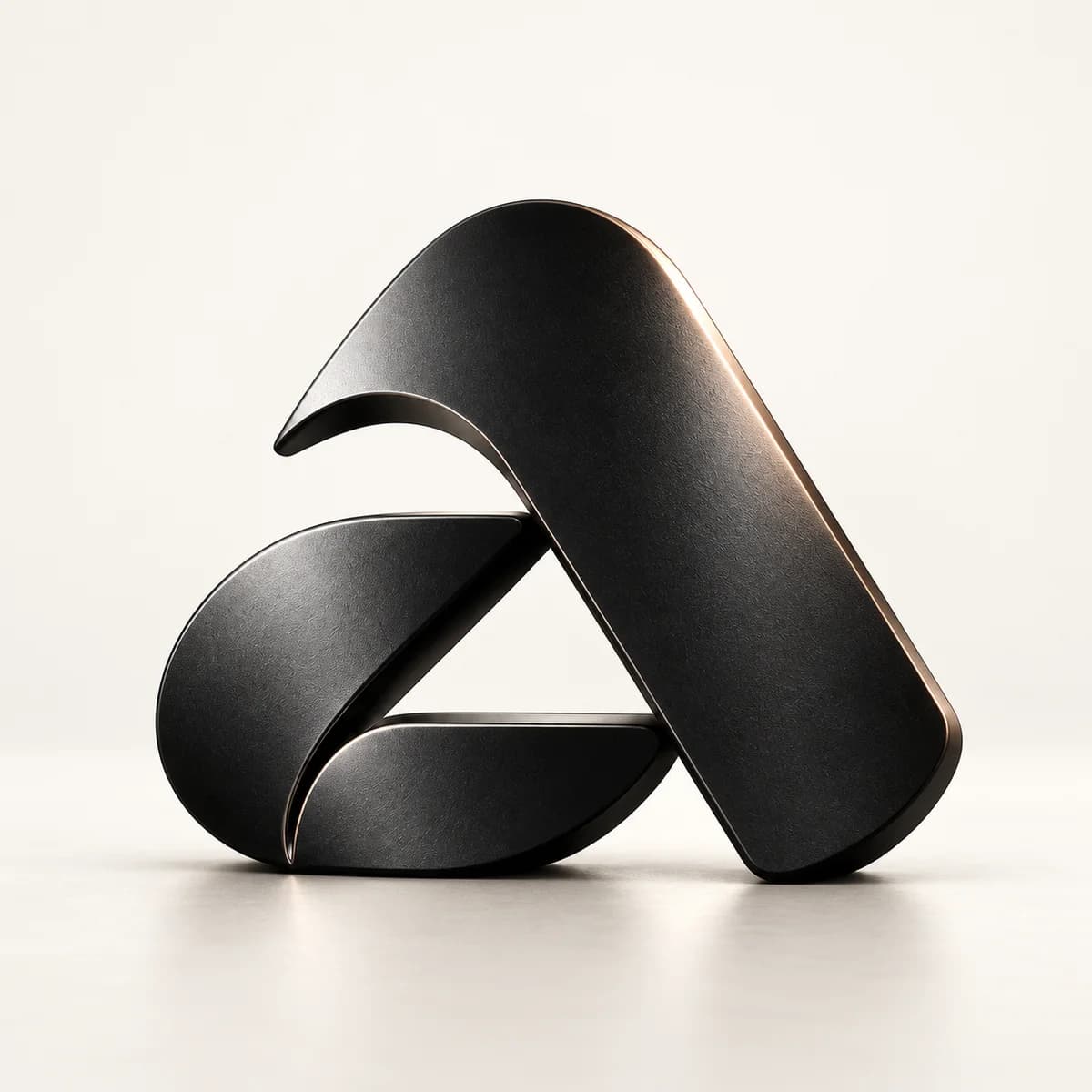 Satin-black Ariftly Fold sculpture with a fine copper-lit edge